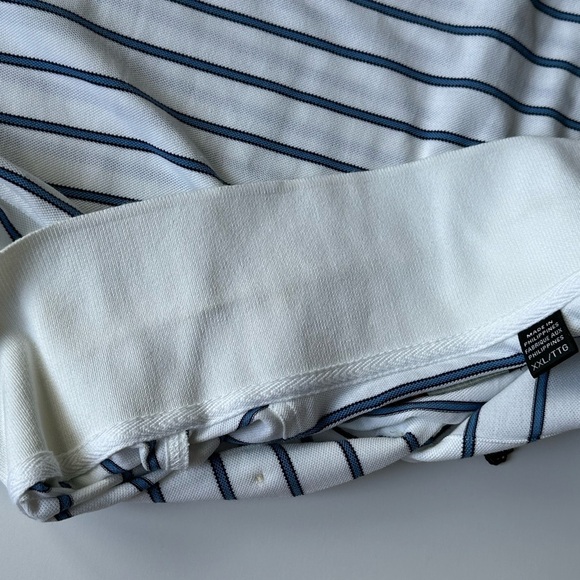 Greg Norman Grumpy Golf Shirt Play Dry White W/Blue Black Stripes XXL Tags/Flaw - Picture 9 of 12